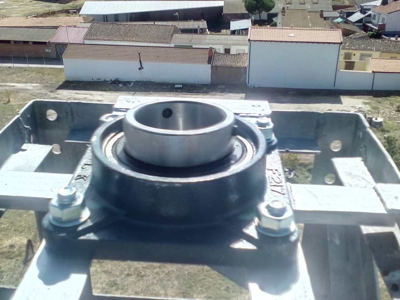 SKF UCF217 bearing after installation on the tower